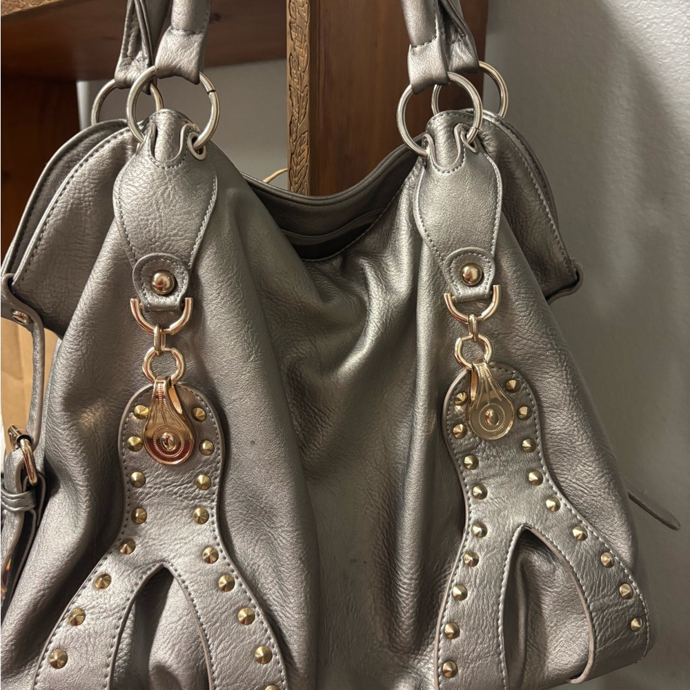 Elegant Silver Studded Women's Bag